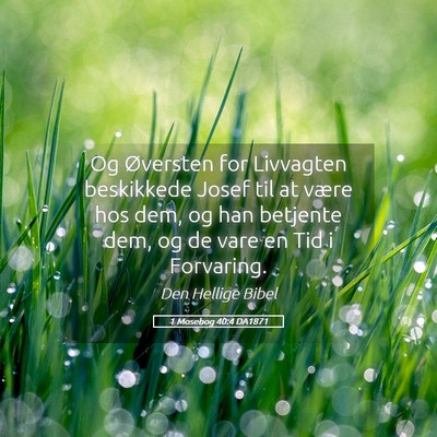 Picture 05 - 1 Mosebog 40:4 DA1871 - Og Øversten for Livvagten beskikkede Josef til - Bible Verse Picture