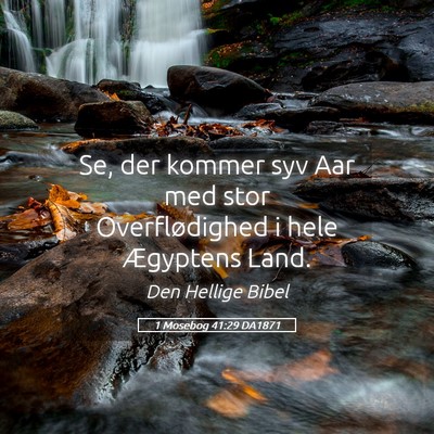 Picture 05 - 1 Mosebog 41:29 DA1871 - Se, der kommer syv Aar med stor Overflødighed i - Bible Verse Picture