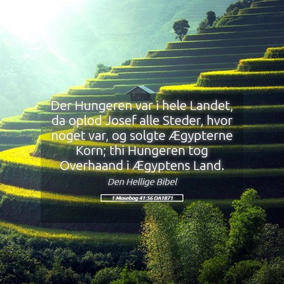 Picture 05 - 1 Mosebog 41:56 DA1871 - Der Hungeren var i hele Landet, da oplod Josef - Bible Verse Picture