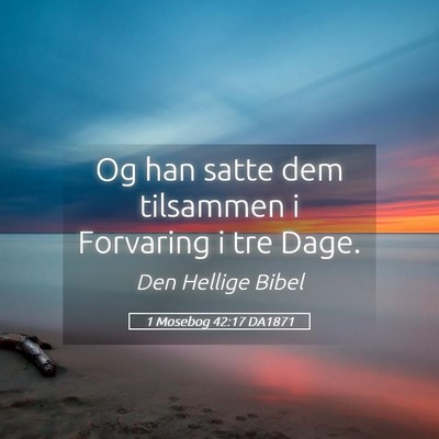 Picture 05 - 1 Mosebog 42:17 DA1871 - Og han satte dem tilsammen i Forvaring i tre - Bible Verse Picture