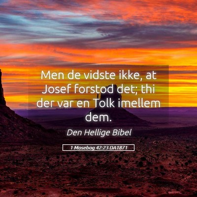 Picture 05 - 1 Mosebog 42:23 DA1871 - Men de vidste ikke, at Josef forstod det; thi der - Bible Verse Picture