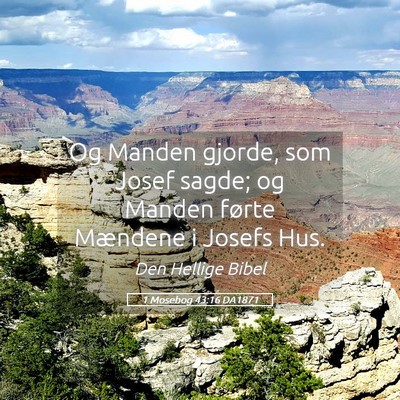 Picture 05 - 1 Mosebog 43:16 DA1871 - Og Manden gjorde, som Josef sagde; og Manden - Bible Verse Picture