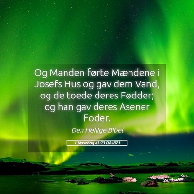 Picture 05 - 1 Mosebog 43:23 DA1871 - Og Manden førte Mændene i Josefs Hus og gav dem - Bible Verse Picture