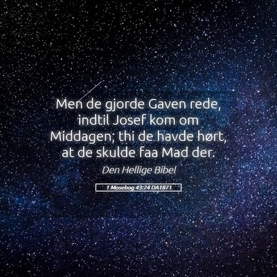 Picture 05 - 1 Mosebog 43:24 DA1871 - Men de gjorde Gaven rede, indtil Josef kom om - Bible Verse Picture