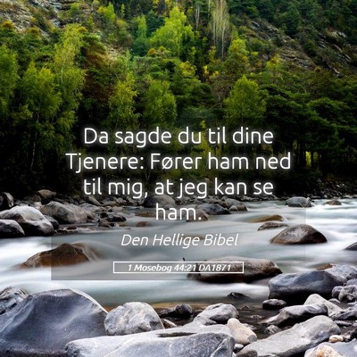 Picture 05 - 1 Mosebog 44:21 DA1871 - Da sagde du til dine Tjenere: Fører ham ned til - Bible Verse Picture