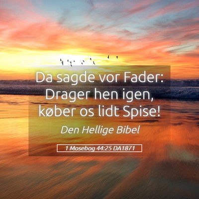 Picture 05 - 1 Mosebog 44:25 DA1871 - Da sagde vor Fader: Drager hen igen, køber os - Bible Verse Picture