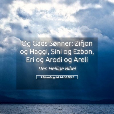 Picture 05 - 1 Mosebog 46:16 DA1871 - Og Gads Sønner: Zifjon og Haggi, Sini og Ezbon, - Bible Verse Picture