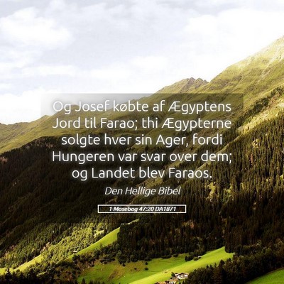 Picture 05 - 1 Mosebog 47:20 DA1871 - Og Josef købte af Ægyptens Jord til Farao; thi - Bible Verse Picture