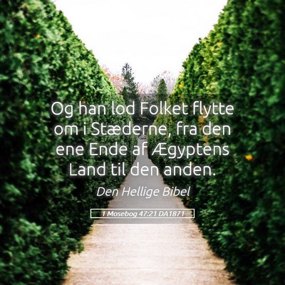 Picture 05 - 1 Mosebog 47:21 DA1871 - Og han lod Folket flytte om i Stæderne, fra den - Bible Verse Picture