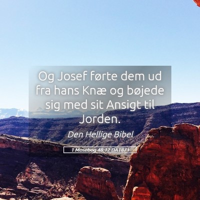Picture 05 - 1 Mosebog 48:12 DA1871 - Og Josef førte dem ud fra hans Knæ og bøjede - Bible Verse Picture