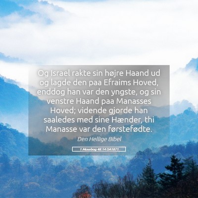 Picture 05 - 1 Mosebog 48:14 DA1871 - Og Israel rakte sin højre Haand ud og lagde den - Bible Verse Picture