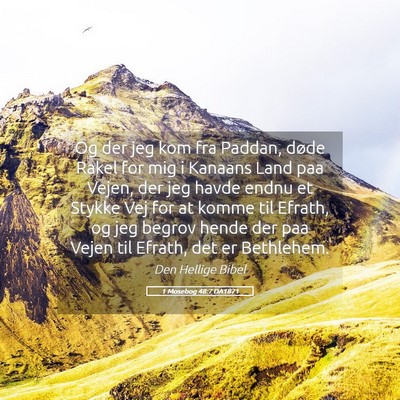 Picture 05 - 1 Mosebog 48:7 DA1871 - Og der jeg kom fra Paddan, døde Rakel for mig i - Bible Verse Picture