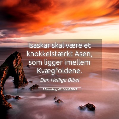 Picture 05 - 1 Mosebog 49:14 DA1871 - Isaskar skal være et knokkelstærkt Asen, som - Bible Verse Picture