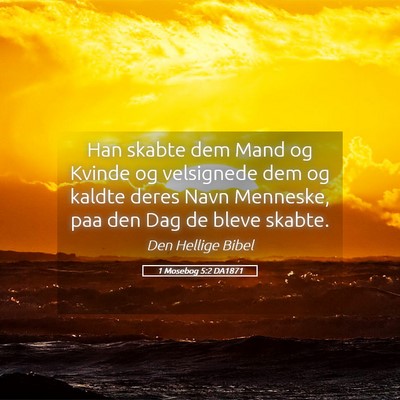 Picture 05 - 1 Mosebog 5:2 DA1871 - Han skabte dem Mand og Kvinde og velsignede dem - Bible Verse Picture