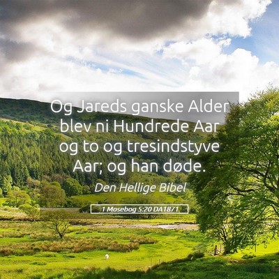 Picture 05 - 1 Mosebog 5:20 DA1871 - Og Jareds ganske Alder blev ni Hundrede Aar og to - Bible Verse Picture