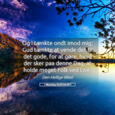 Picture 05 - 1 Mosebog 50:20 DA1871 - Og I tænkte ondt imod mig; Gud tænkte at vende - Bible Verse Picture
