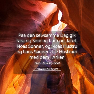Picture 05 - 1 Mosebog 7:13 DA1871 - Paa den selvsamme Dag gik Noa og Sem og Kam og - Bible Verse Picture