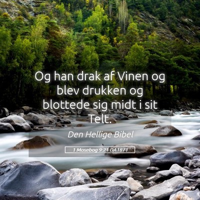 Picture 05 - 1 Mosebog 9:21 DA1871 - Og han drak af Vinen og blev drukken og blottede - Bible Verse Picture