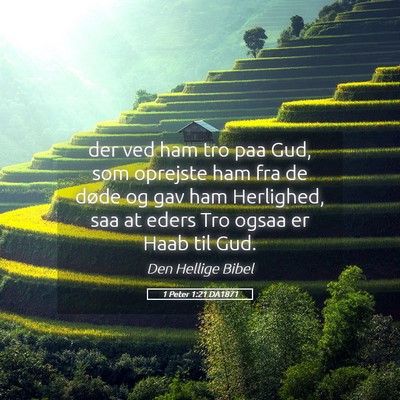 Picture 05 - 1 Peter 1:21 DA1871 - der ved ham tro paa Gud, som oprejste ham fra de - Bible Verse Picture