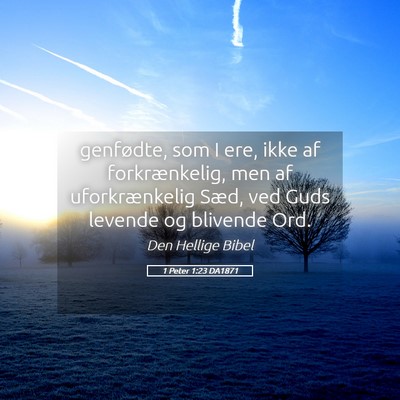 Picture 05 - 1 Peter 1:23 DA1871 - genfødte, som I ere, ikke af forkrænkelig, men - Bible Verse Picture