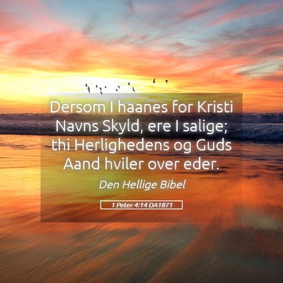 Picture 05 - 1 Peter 4:14 DA1871 - Dersom I haanes for Kristi Navns Skyld, ere I - Bible Verse Picture