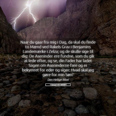 Picture 05 - 1 Samuel 10:2 DA1871 - Naar du gaar fra mig i Dag, da skal du finde to - Bible Verse Picture