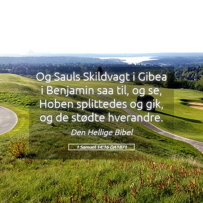 Picture 05 - 1 Samuel 14:16 DA1871 - Og Sauls Skildvagt i Gibea i Benjamin saa til, og - Bible Verse Picture