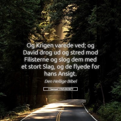 Picture 05 - 1 Samuel 19:8 DA1871 - Og Krigen varede ved; og David drog ud og stred - Bible Verse Picture