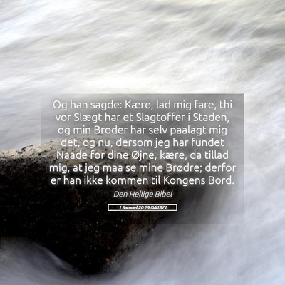 Picture 05 - 1 Samuel 20:29 DA1871 - Og han sagde: Kære, lad mig fare, thi vor Slægt - Bible Verse Picture