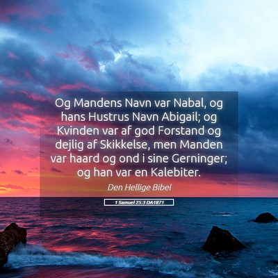 Picture 05 - 1 Samuel 25:3 DA1871 - Og Mandens Navn var Nabal, og hans Hustrus Navn - Bible Verse Picture