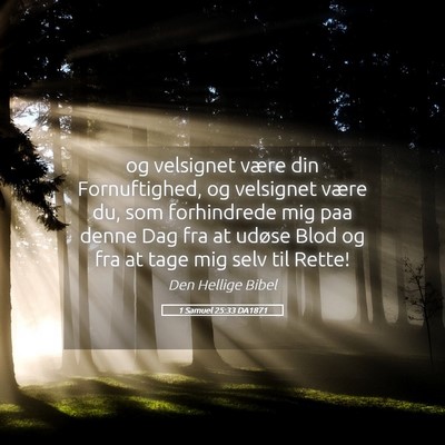 Picture 05 - 1 Samuel 25:33 DA1871 - og velsignet være din Fornuftighed, og velsignet - Bible Verse Picture