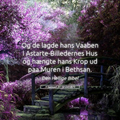 Picture 05 - 1 Samuel 31:10 DA1871 - Og de lagde hans Vaaben i Astarte-Billedernes Hus - Bible Verse Picture