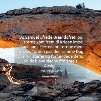 Picture 05 - 1 Samuel 7:10 DA1871 - Og Samuel ofrede Brændofret, og Filisterne kom - Bible Verse Picture
