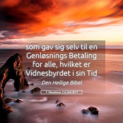 Picture 05 - 1 Timoteus 2:6 DA1871 - som gav sig selv til en Genløsnings Betaling for - Bible Verse Picture