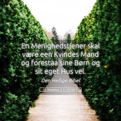 Picture 05 - 1 Timoteus 3:12 DA1871 - En Menighedstjener skal være een Kvindes Mand og - Bible Verse Picture