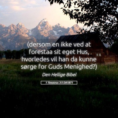 Picture 05 - 1 Timoteus 3:5 DA1871 - (dersom en ikke ved at forestaa sit eget Hus, - Bible Verse Picture