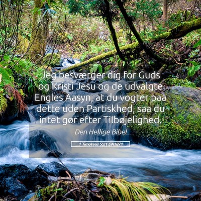 Picture 05 - 1 Timoteus 5:21 DA1871 - Jeg besværger dig for Guds og Kristi Jesu og de - Bible Verse Picture