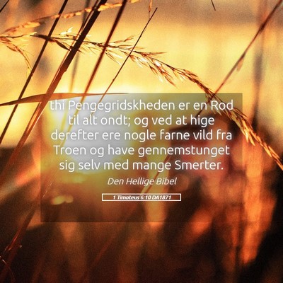 Picture 05 - 1 Timoteus 6:10 DA1871 - thi Pengegridskheden er en Rod til alt ondt; og - Bible Verse Picture