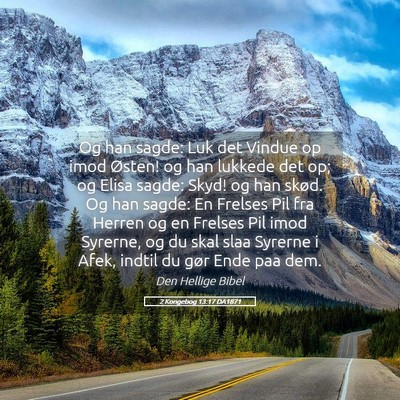 Picture 05 - 2 Kongebog 13:17 DA1871 - Og han sagde: Luk det Vindue op imod Østen! og - Bible Verse Picture