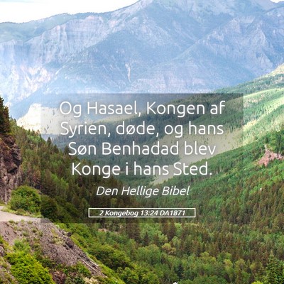 Picture 05 - 2 Kongebog 13:24 DA1871 - Og Hasael, Kongen af Syrien, døde, og hans Søn - Bible Verse Picture