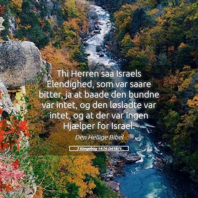 Picture 05 - 2 Kongebog 14:26 DA1871 - Thi Herren saa Israels Elendighed, som var saare - Bible Verse Picture