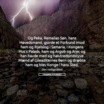 Picture 05 - 2 Kongebog 15:25 DA1871 - Og Peka, Remalias Søn, hans Høvedsmand, gjorde - Bible Verse Picture