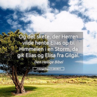 Picture 05 - 2 Kongebog 2:1 DA1871 - Og det skete, der Herren vilde hente Elias op til - Bible Verse Picture
