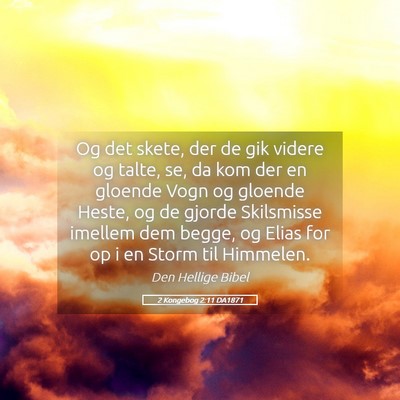 Picture 05 - 2 Kongebog 2:11 DA1871 - Og det skete, der de gik videre og talte, se, da - Bible Verse Picture