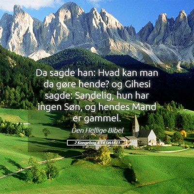 Picture 05 - 2 Kongebog 4:14 DA1871 - Da sagde han: Hvad kan man da gøre hende? og - Bible Verse Picture