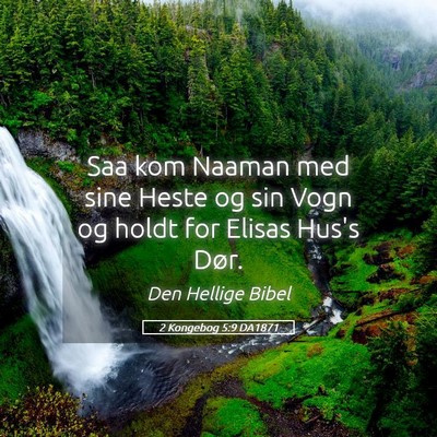 Picture 05 - 2 Kongebog 5:9 DA1871 - Saa kom Naaman med sine Heste og sin Vogn og - Bible Verse Picture
