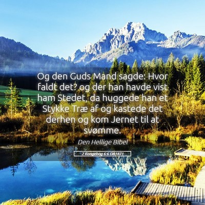 Picture 05 - 2 Kongebog 6:6 DA1871 - Og den Guds Mand sagde: Hvor faldt det? og der - Bible Verse Picture