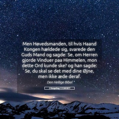 Picture 05 - 2 Kongebog 7:2 DA1871 - Men Høvedsmanden, til hvis Haand Kongen hældede - Bible Verse Picture
