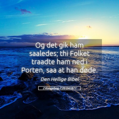 Picture 05 - 2 Kongebog 7:20 DA1871 - Og det gik ham saaledes; thi Folket traadte ham - Bible Verse Picture
