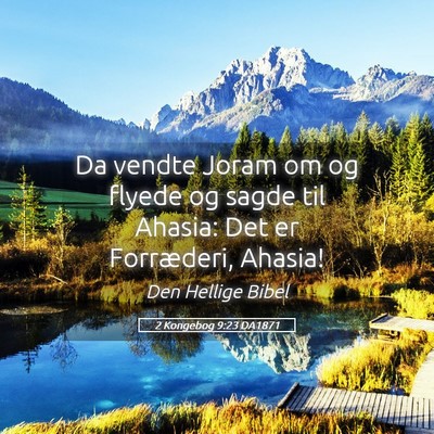Picture 05 - 2 Kongebog 9:23 DA1871 - Da vendte Joram om og flyede og sagde til Ahasia: - Bible Verse Picture